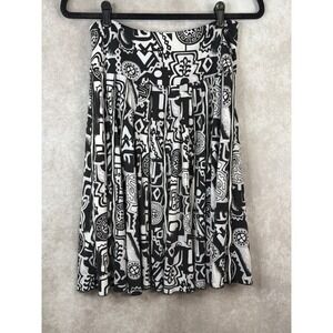 Lapis Black White Abstract Print Pleated Circle Skirt Boho Chic Size‎ Small